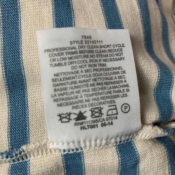 Tory Burch T-Shirt Casual Long Sleeve Blue White Striped Back Embellished Tie - Picture 11 of 11